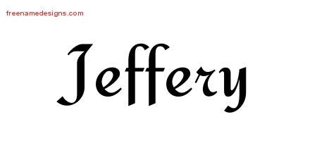 Jeffery Calligraphic Stylish Name Tattoo Designs