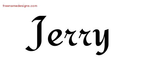 Jerry Calligraphic Stylish Name Tattoo Designs
