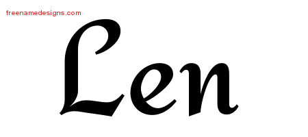 Len Calligraphic Stylish Name Tattoo Designs