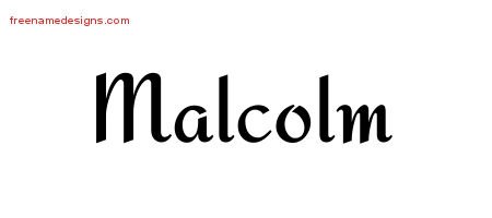 Malcolm Calligraphic Stylish Name Tattoo Designs
