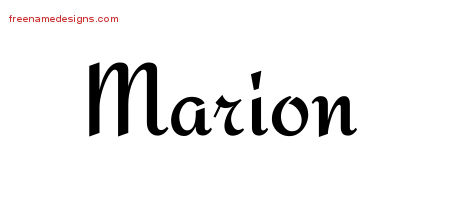 Marion Calligraphic Stylish Name Tattoo Designs