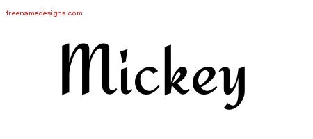 Mickey Calligraphic Stylish Name Tattoo Designs