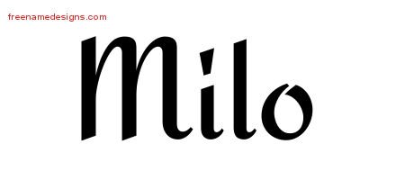 Milo Calligraphic Stylish Name Tattoo Designs