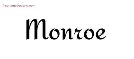 Monroe Calligraphic Stylish Name Tattoo Designs
