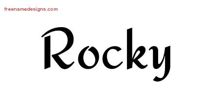 Rocky Calligraphic Stylish Name Tattoo Designs