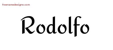 Rodolfo Calligraphic Stylish Name Tattoo Designs