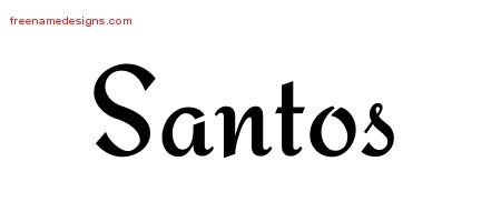 Santos Calligraphic Stylish Name Tattoo Designs