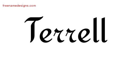 Terrell Calligraphic Stylish Name Tattoo Designs
