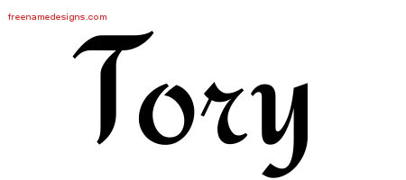 Tory Calligraphic Stylish Name Tattoo Designs