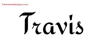 Travis Calligraphic Stylish Name Tattoo Designs