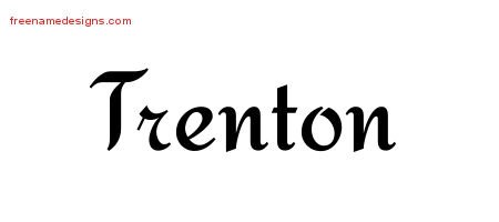 Trenton Calligraphic Stylish Name Tattoo Designs