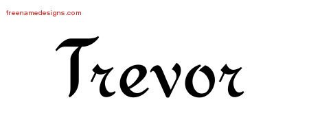 Trevor Calligraphic Stylish Name Tattoo Designs