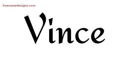 Vince Calligraphic Stylish Name Tattoo Designs