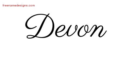 Devon Classic Name Tattoo Designs