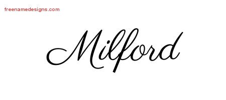 Milford Classic Name Tattoo Designs