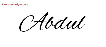 Abdul Cursive Name Tattoo Designs