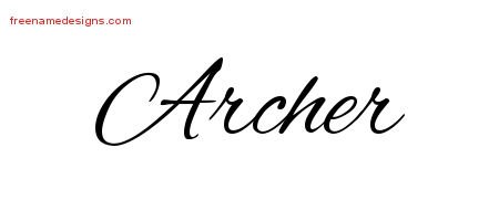 Archer Cursive Name Tattoo Designs