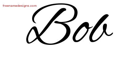 Bob Cursive Name Tattoo Designs