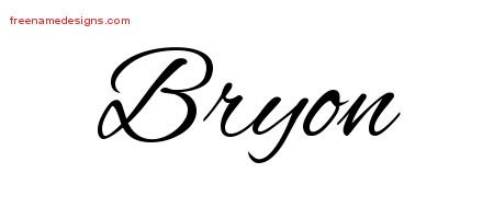 Bryon Cursive Name Tattoo Designs