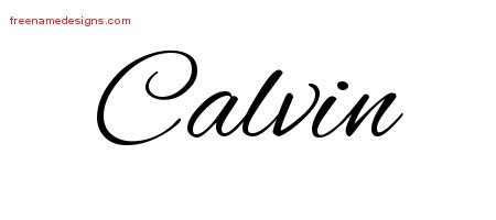 Calvin Cursive Name Tattoo Designs