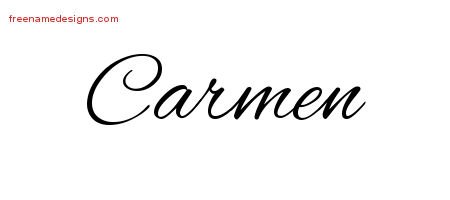 Carmen Cursive Name Tattoo Designs