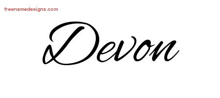 Devon Cursive Name Tattoo Designs