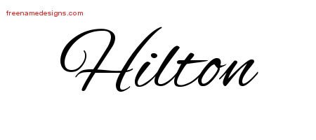 Hilton Cursive Name Tattoo Designs