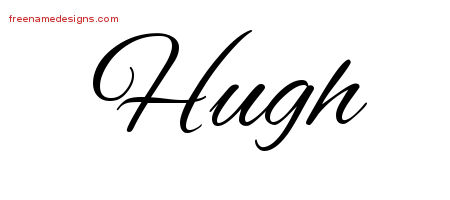 Hugh Cursive Name Tattoo Designs