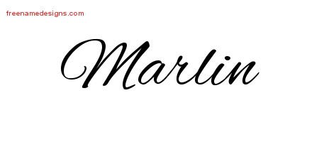 Marlin Cursive Name Tattoo Designs