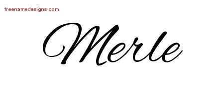Merle Cursive Name Tattoo Designs