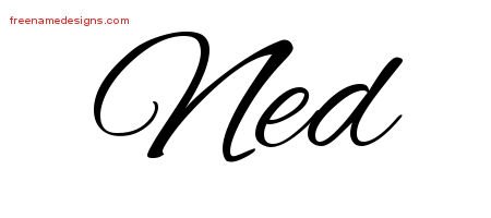 Ned Cursive Name Tattoo Designs