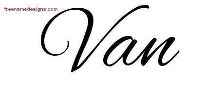 Van Cursive Name Tattoo Designs