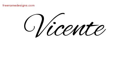 Vicente Cursive Name Tattoo Designs