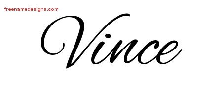 Vince Cursive Name Tattoo Designs