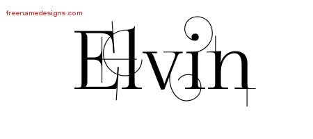 Elvin Decorated Name Tattoo Designs