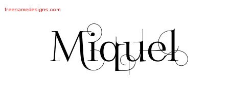 Miquel Decorated Name Tattoo Designs