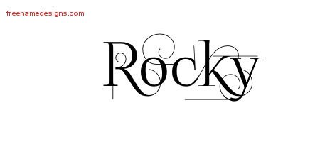 Rocky Decorated Name Tattoo Designs