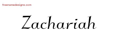 Zachariah Elegant Name Tattoo Designs