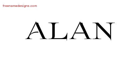Alan Flourishes Name Tattoo Designs