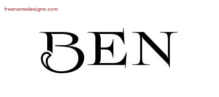 Ben Flourishes Name Tattoo Designs