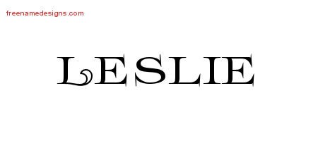 Leslie Flourishes Name Tattoo Designs