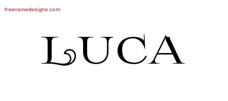 Luca Flourishes Name Tattoo Designs