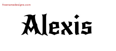 Alexis Gothic Name Tattoo Designs