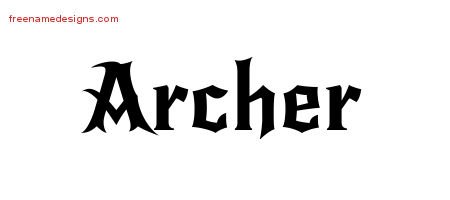 Archer Gothic Name Tattoo Designs