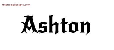 Ashton Gothic Name Tattoo Designs