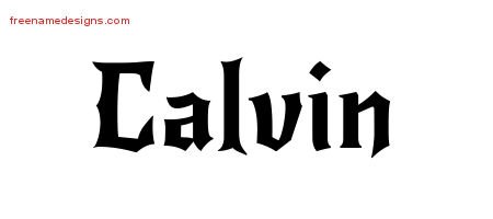Calvin Gothic Name Tattoo Designs