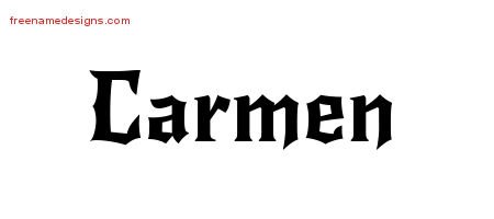 Carmen Gothic Name Tattoo Designs