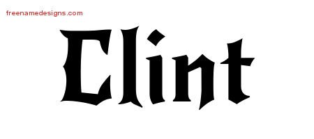 Clint Gothic Name Tattoo Designs