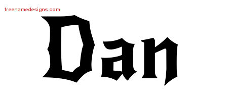 Dan Gothic Name Tattoo Designs