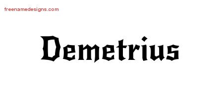 Demetrius Gothic Name Tattoo Designs